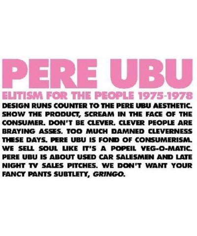 Pere Ubu ELITISM FOR THE PEOPLE: 1975-1978 CD $21.85 CD