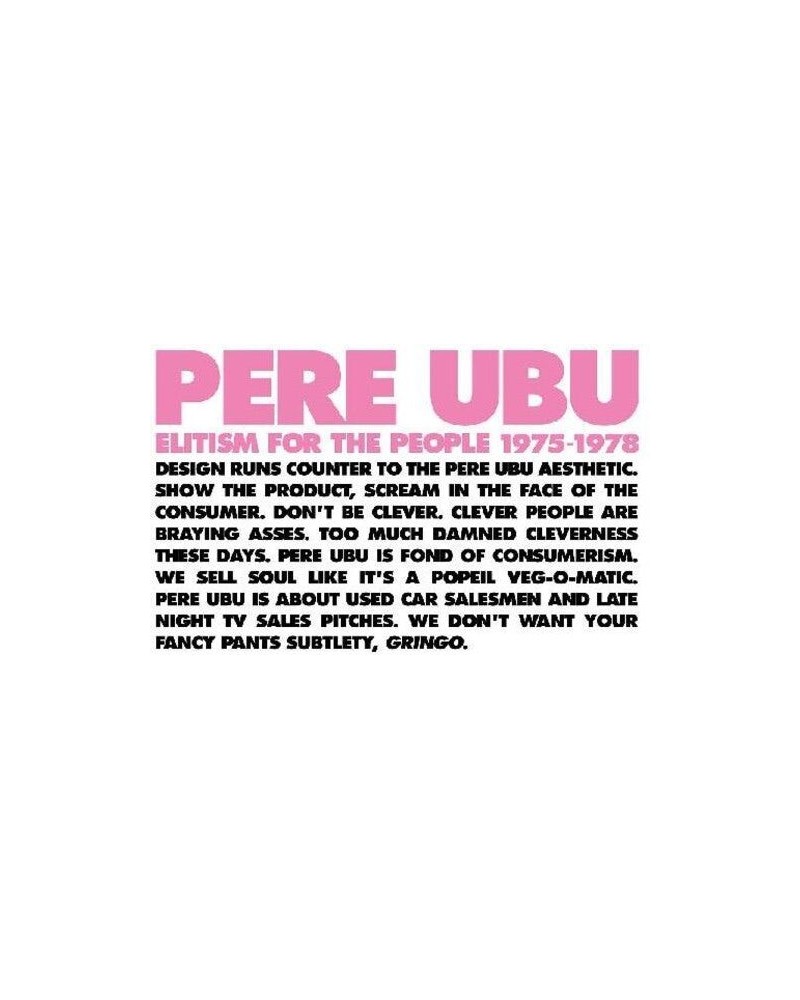 Pere Ubu ELITISM FOR THE PEOPLE: 1975-1978 CD $21.85 CD