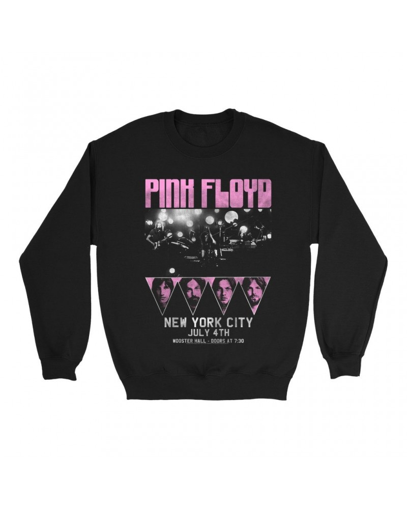 Pink Floyd Sweatshirt | New York City 4th Of July Concert Poster Pink Sweatshirt $15.38 Sweatshirts