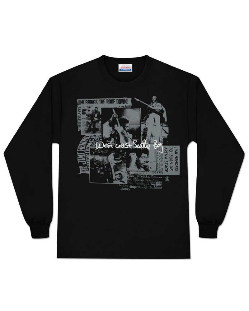 Jimi Hendrix Seattle Boy Long Sleeve T-Shirt (Silver) $10.79 Shirts