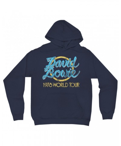 David Bowie Hoodie | Yellow 1978 World Tour Distressed Hoodie $18.38 Sweatshirts