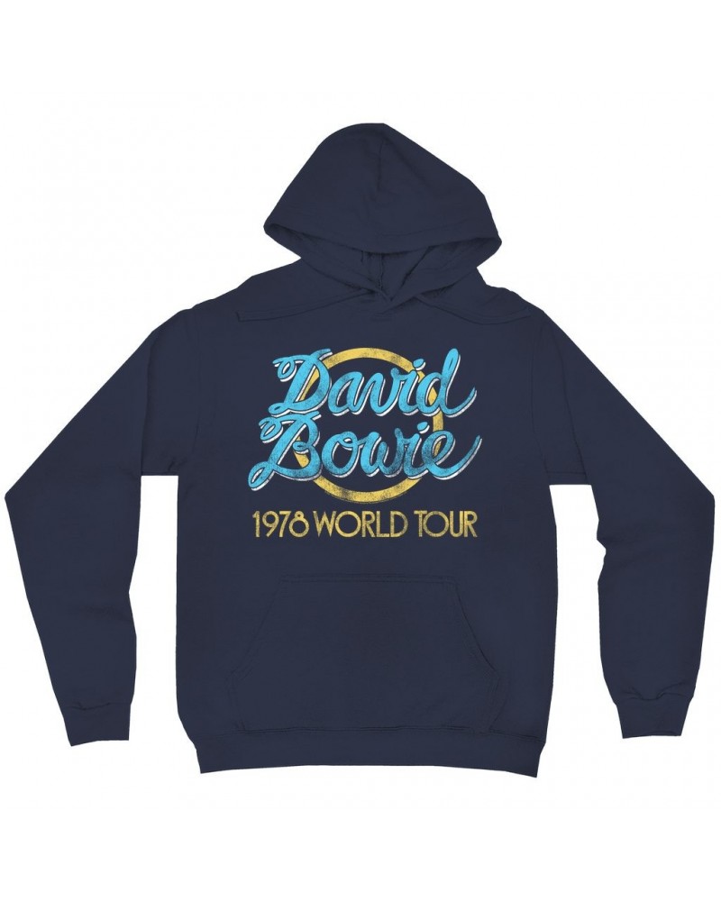 David Bowie Hoodie | Yellow 1978 World Tour Distressed Hoodie $18.38 Sweatshirts