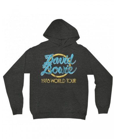 David Bowie Hoodie | Yellow 1978 World Tour Distressed Hoodie $18.38 Sweatshirts