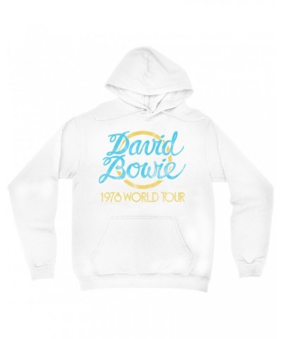 David Bowie Hoodie | Yellow 1978 World Tour Distressed Hoodie $18.38 Sweatshirts