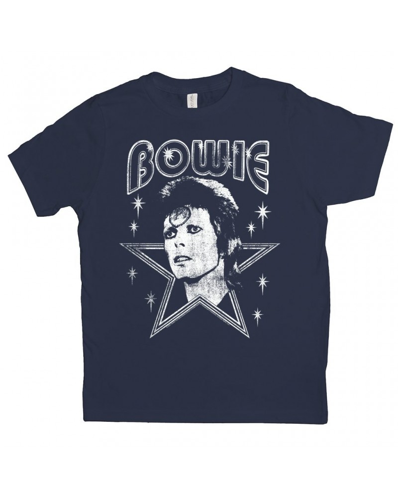 David Bowie Kids T-Shirt | White Vintage Retro Star Image Distressed Kids Shirt $9.18 Kids