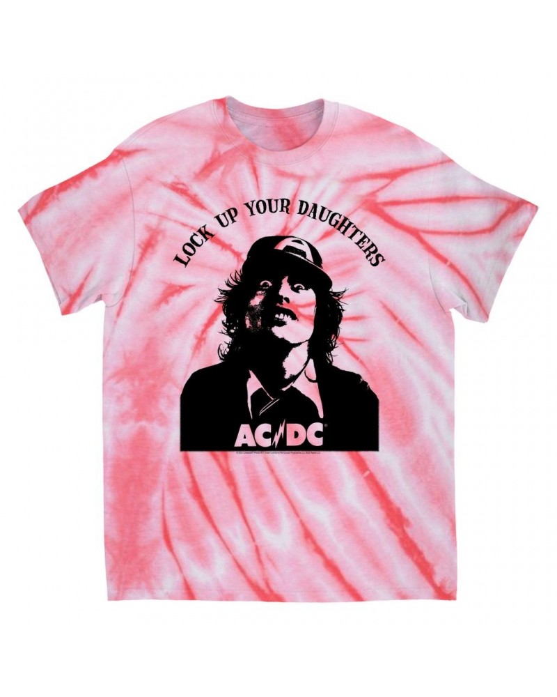 AC/DC T-Shirt | Lock Up Your Daughters Featuring Angus Young Design Tie Dye Shirt $8.09 Shirts