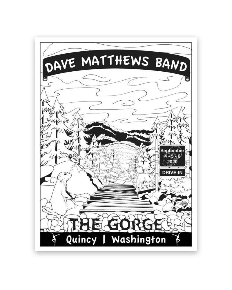 Dave Matthews Band Drive-In Gorge Coloring Poster $5.40 Decor