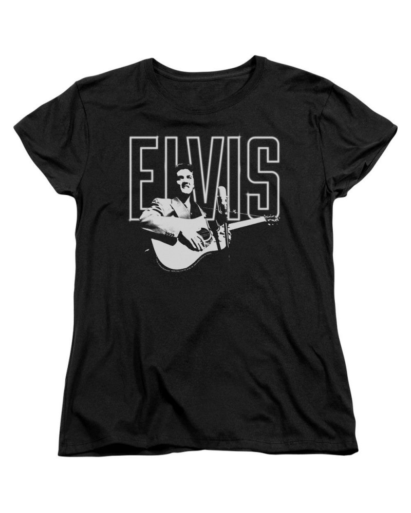 Elvis Presley Women's Shirt | WHITE GLOW Ladies Tee $8.82 Shirts