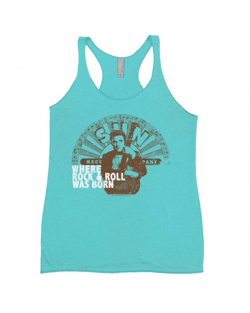 Elvis Presley Ladies' Tank Top | Where Rock N' Roll Began White Distressed Shirt $13.90 Shirts