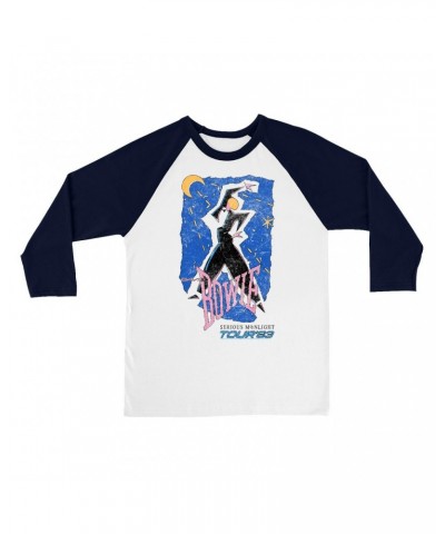 David Bowie 3/4 Sleeve Baseball Tee | Serious Moonlight Tour 1984 Sketched Shirt $11.08 Shirts