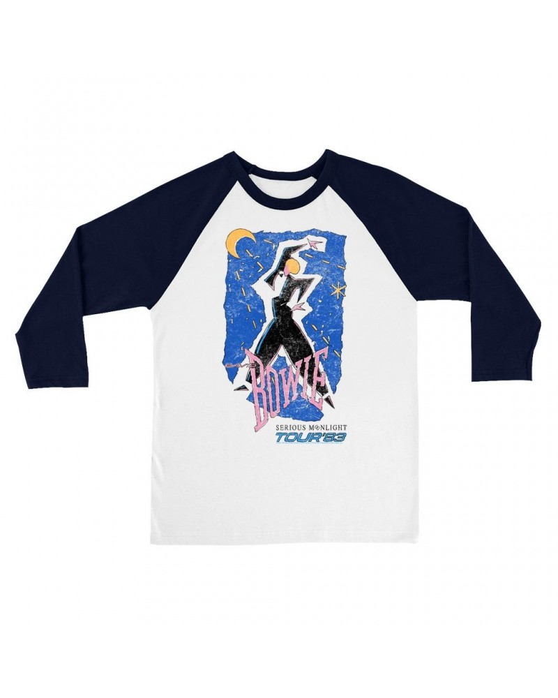 David Bowie 3/4 Sleeve Baseball Tee | Serious Moonlight Tour 1984 Sketched Shirt $11.08 Shirts