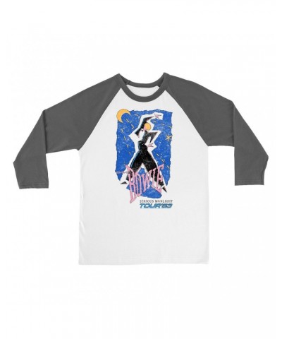 David Bowie 3/4 Sleeve Baseball Tee | Serious Moonlight Tour 1984 Sketched Shirt $11.08 Shirts