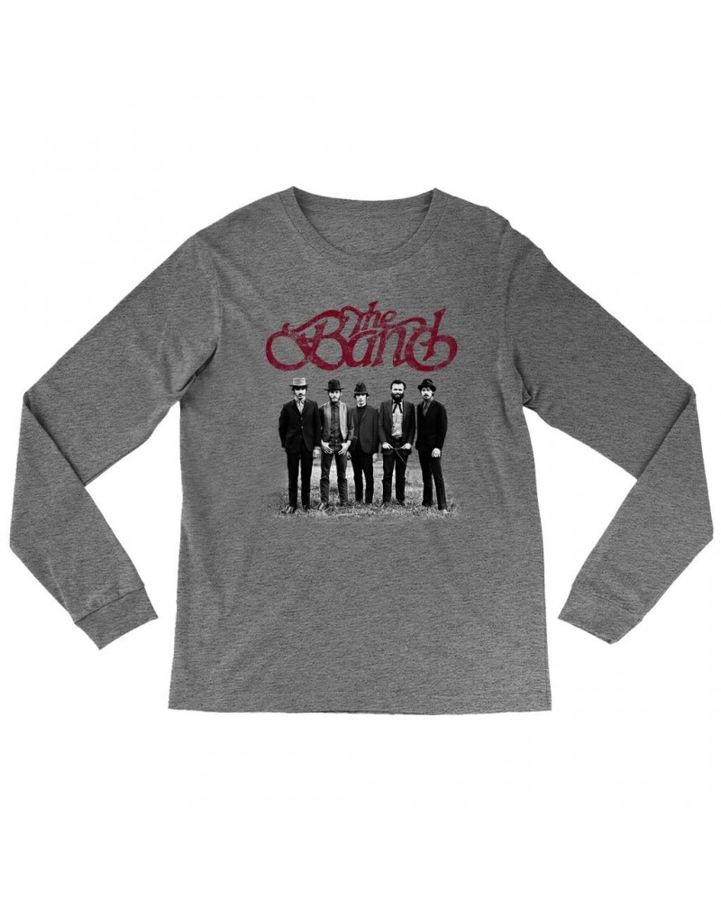 The Band Heather Long Sleeve Shirt | Group Photo And Logo Distressed Shirt $10.78 Shirts