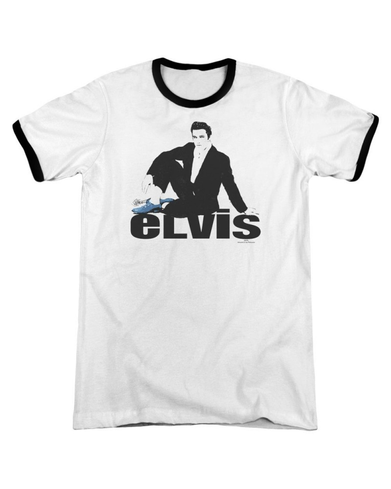 Elvis Presley Shirt | BLUE SUEDE Premium Ringer Tee $7.48 Shirts