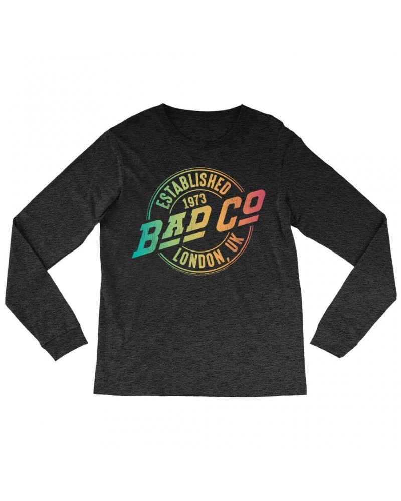 Bad Company Long Sleeve Shirt | Rainbow Ombre Est. 1973 London Logo Shirt $13.18 Shirts