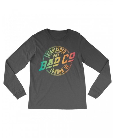 Bad Company Long Sleeve Shirt | Rainbow Ombre Est. 1973 London Logo Shirt $13.18 Shirts