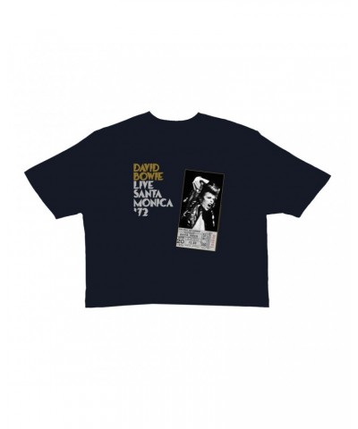 David Bowie Ladies' Crop Tee | Live At Santa Monica 1972 Concert Ticket Promotion Crop T-shirt $11.05 Shirts