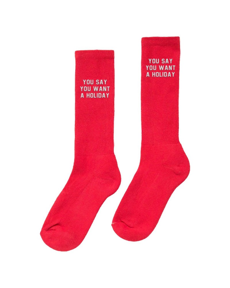 The Aces Limited Edition Holiday Embroidered Socks - Red $6.00 Footware